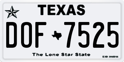 TX license plate DOF7525