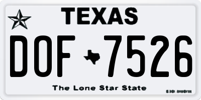 TX license plate DOF7526
