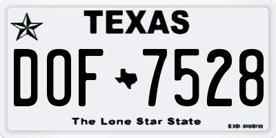 TX license plate DOF7528