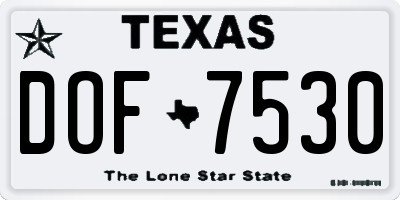 TX license plate DOF7530
