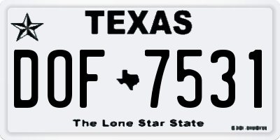 TX license plate DOF7531