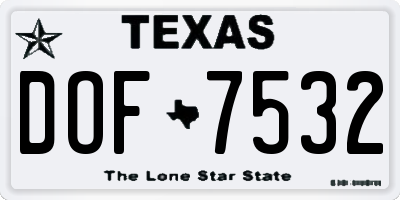 TX license plate DOF7532
