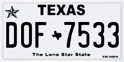 TX license plate DOF7533