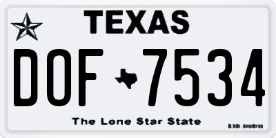 TX license plate DOF7534