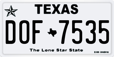 TX license plate DOF7535