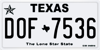 TX license plate DOF7536