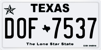 TX license plate DOF7537