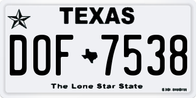 TX license plate DOF7538