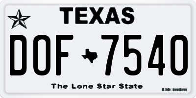 TX license plate DOF7540