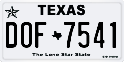TX license plate DOF7541