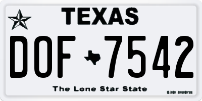 TX license plate DOF7542