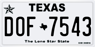 TX license plate DOF7543