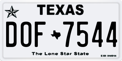 TX license plate DOF7544