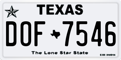 TX license plate DOF7546