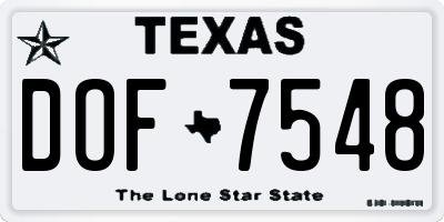 TX license plate DOF7548
