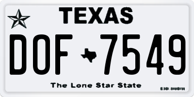 TX license plate DOF7549