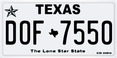 TX license plate DOF7550