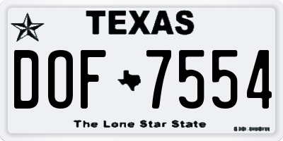 TX license plate DOF7554