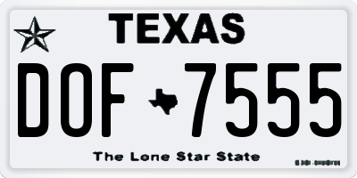 TX license plate DOF7555
