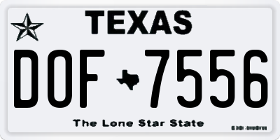 TX license plate DOF7556