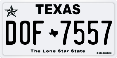 TX license plate DOF7557