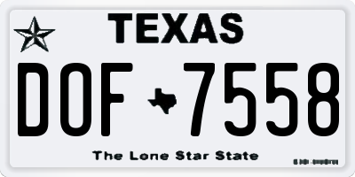 TX license plate DOF7558