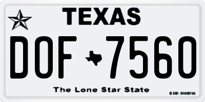 TX license plate DOF7560