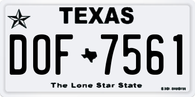 TX license plate DOF7561