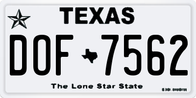 TX license plate DOF7562