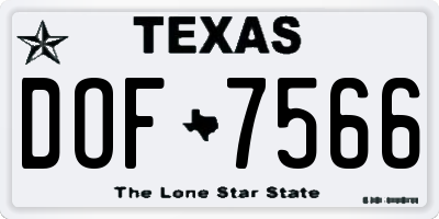 TX license plate DOF7566