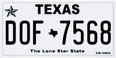 TX license plate DOF7568