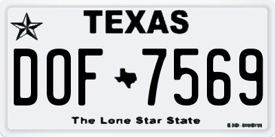 TX license plate DOF7569