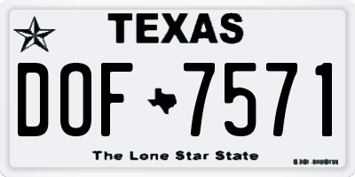 TX license plate DOF7571