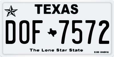 TX license plate DOF7572