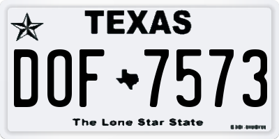 TX license plate DOF7573