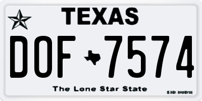 TX license plate DOF7574