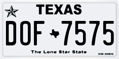 TX license plate DOF7575
