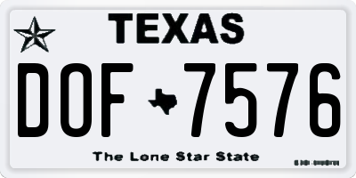 TX license plate DOF7576