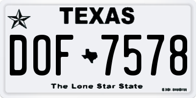 TX license plate DOF7578