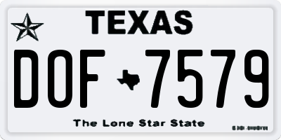 TX license plate DOF7579