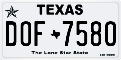 TX license plate DOF7580