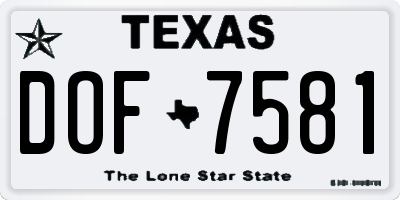 TX license plate DOF7581
