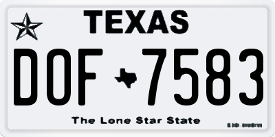 TX license plate DOF7583