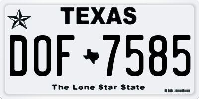 TX license plate DOF7585