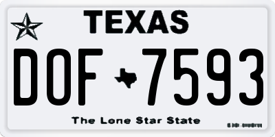 TX license plate DOF7593
