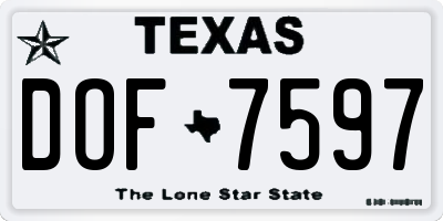 TX license plate DOF7597