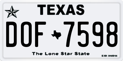 TX license plate DOF7598
