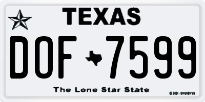 TX license plate DOF7599