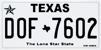 TX license plate DOF7602
