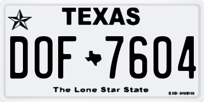TX license plate DOF7604